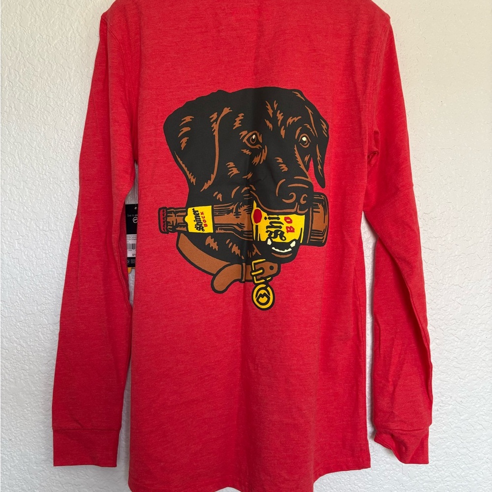 Magellan Outdoors Red Pocket Tee with Shiner Beer Collab Logo